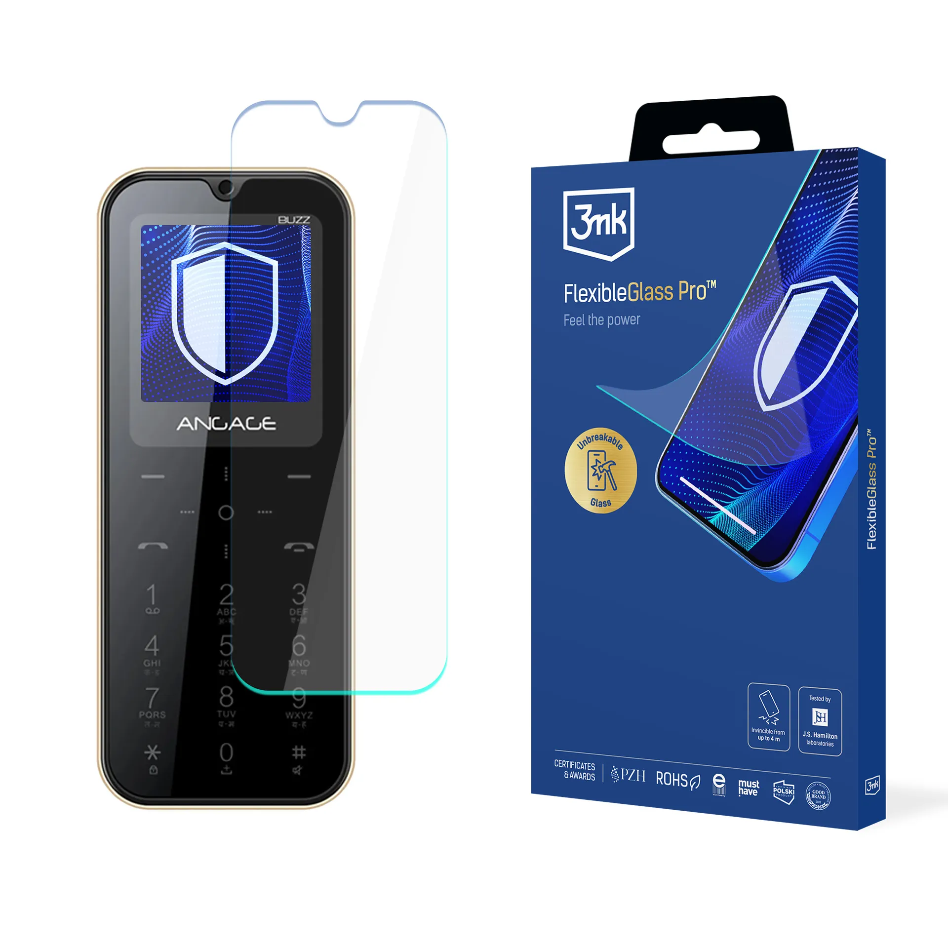 Shatterproof glass for Angage Buzz - 3mk FlexibleGlass Pro